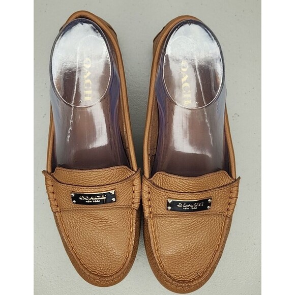 Coach Fredrica Leather Loafers Slip On Cognac Brown Driving Shoe Size 8.5B - Picture 3 of 11